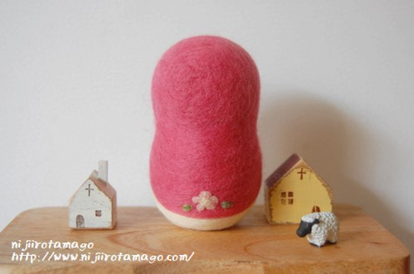 羊毛フェルトマトリョーシカ（ピンク） 3枚目の画像