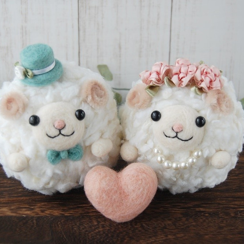 ひつじちゃんのウェルカムドール 羊毛フェルト 結婚式・ギフトに