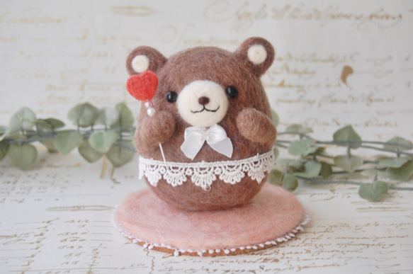 羊毛フェルト：天使のくまちゃん・クリスマスバージョン☆ 羊毛