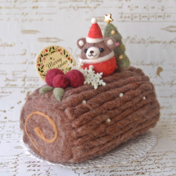 羊毛フェルト   くま   クリスマス   クリスマスケーキ