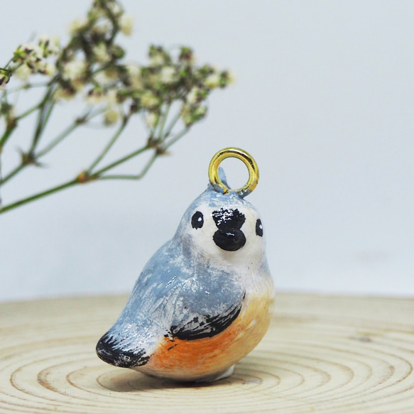 小簇山雀手工手繪頸鏈/墜子 Tufted Titmouse handmade necklace 第1張的照片