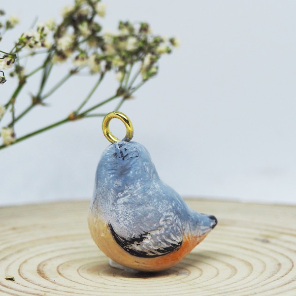 小簇山雀手工手繪頸鏈/墜子 Tufted Titmouse handmade necklace 第3張的照片