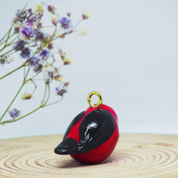 小猩紅唐納雀手工手繪頸鏈/墜子 Scarlet tanager handmade necklace 第3張的照片