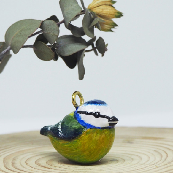 小藍山雀手工手繪頸鏈/墜子 Blue Tit handmade necklace 第2張的照片