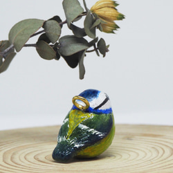 小藍山雀手工手繪頸鏈/墜子 Blue Tit handmade necklace 第3張的照片