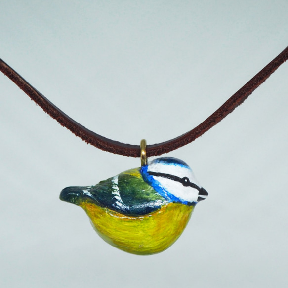 小藍山雀手工手繪頸鏈/墜子 Blue Tit handmade necklace 第4張的照片