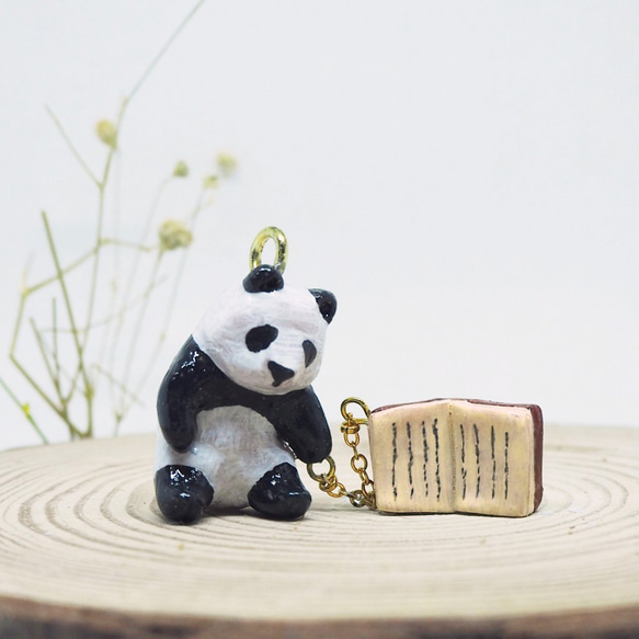 文青熊貓動物手工手繪頸鏈 Hipster Panda handmade necklace 第3張的照片