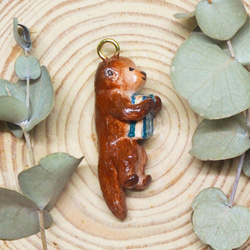 文青小水獺動物手工手繪頸鏈 Hipster Otter handmade necklace 第4張的照片
