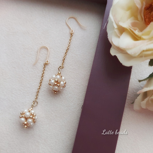 再販×5♡ミニフラワーボールピアス パール イヤリング フォーマル  