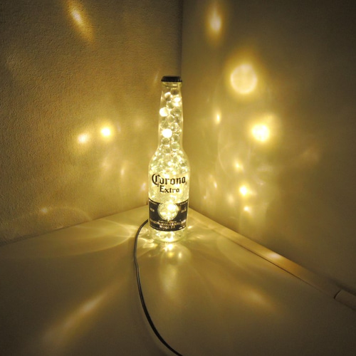 癒しのボトルランプ 「コロナビール」クリアビー玉 スタンド