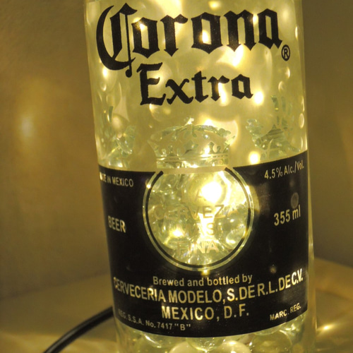 癒しのボトルランプ 「コロナビール」クリアビー玉 スタンド