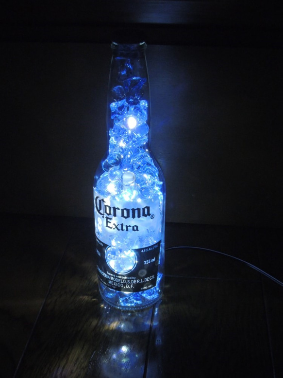 癒しのボトルランプ 「コロナビール」ブルー仕様＋LED スタンドライト