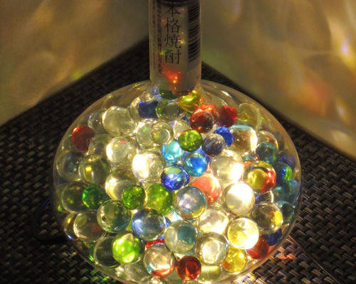 癒しのボトルランプ いいちこフラスコボトル マット付き スタンド