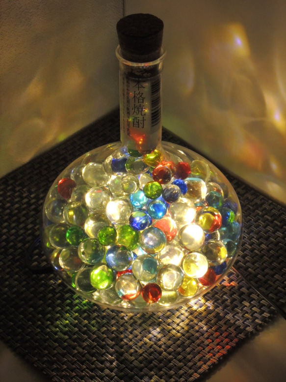 癒しのボトルランプ いいちこフラスコボトル マット付き スタンド