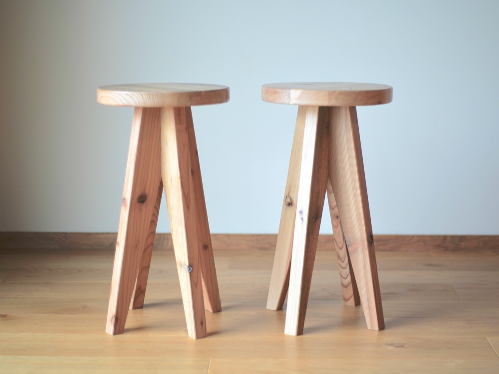 スツール　ハンドメイド ミナペルホネン ハンドメイド スツール 丸 ネイビー/オレンジ