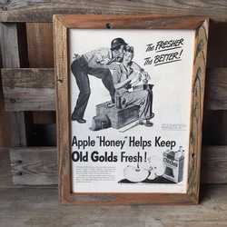 古材ピクチャーフレーム　1950’ｓアメリカ雑誌LIFE広告記事オリジナル　Old Gold 1枚目の画像
