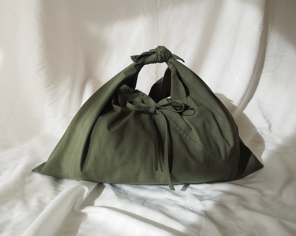 あづま袋/Ｌサイズ/カーキ/エコバッグ・サブバッグ・カゴバッグの内袋に。/あずま袋 6枚目の画像