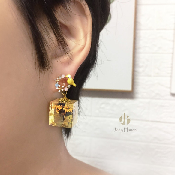 Autumn praise・Dried flowers pierced / clip-on earrings 6枚目の画像