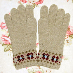 縄編みの手袋　ベージュ  カシミヤ 2枚目の画像