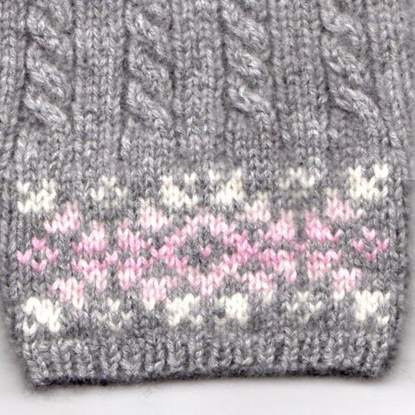 縄編みの手袋　厚手　グレー  カシミヤ 3枚目の画像