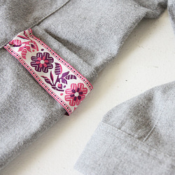 《50％OFF》タイの刺繍リボンテープ－ピンクと紫の花柄 3枚目の画像