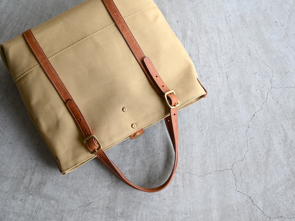 □カラーを選んで作る【サンドベージュ帆布】の2WAYトートバッグ