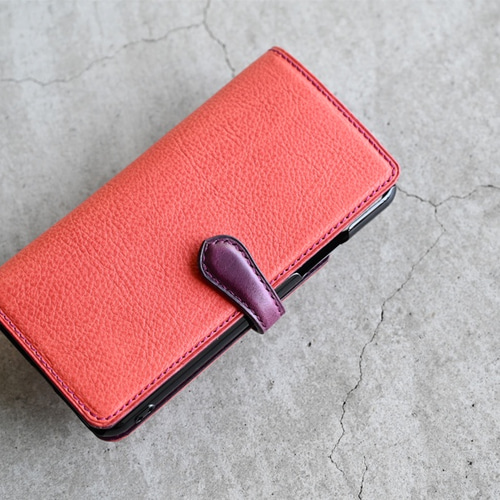 □ミネルバボックス【ローズアンティコとパープル】のiPhone手帳型