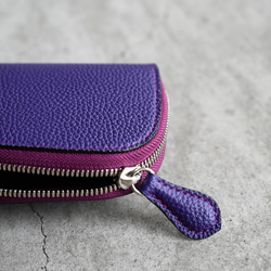 ■送料無料■ シュランケンカーフ【アイリス×パープル】小さなラウンドファスナーウォレット ミニウォレット 小さな財布 3枚目の画像