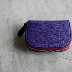 ■送料無料■ シュランケンカーフ【アイリス×パープル】小さなラウンドファスナーウォレット ミニウォレット 小さな財布 4枚目の画像