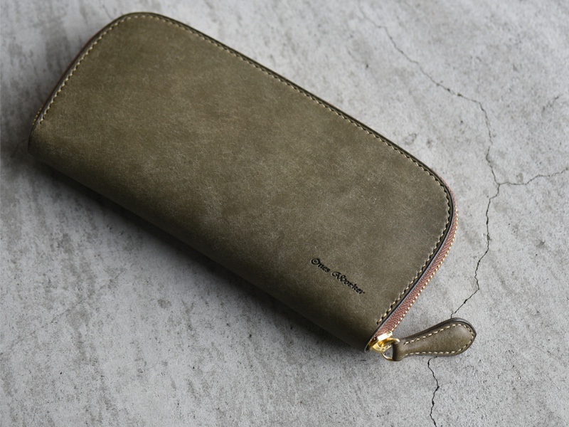 ■送料無料■プエブロレザー ロングサイズのラウンドファスナーウォレット【グリージオ】カラーオーダー可能