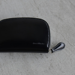 国産ヌメ革・丘染めブラック茶芯｜ショートトラッカーウォレット｜手染め仕上げ ショートトラッカーウォレット｜丘染めブラック茶芯・国産ヌメ革