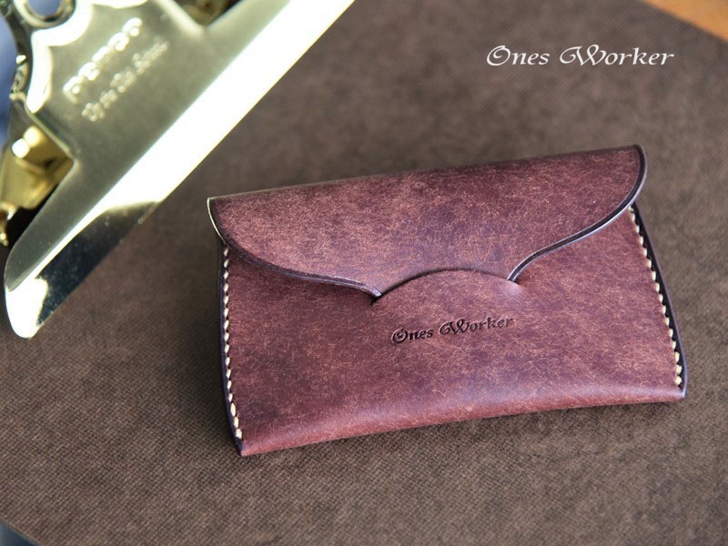 ■送料無料■プエブロ【タバコ】名刺も入るスリムなカードケース　手縫い ワンズワーカー