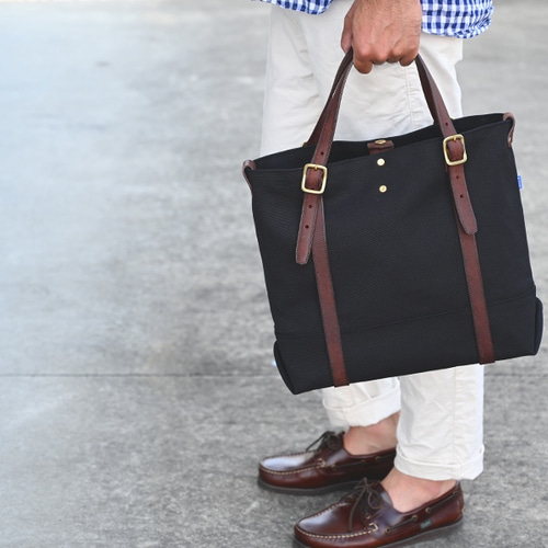 □レザーカラーを選んで作る【ブラック帆布】の2WAYトートバッグ