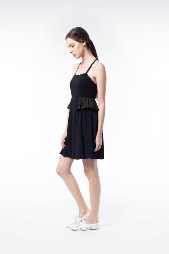 Glancez高級雪紡小黑裙飄逸原創設計夜店網紅款 第3張的照片
