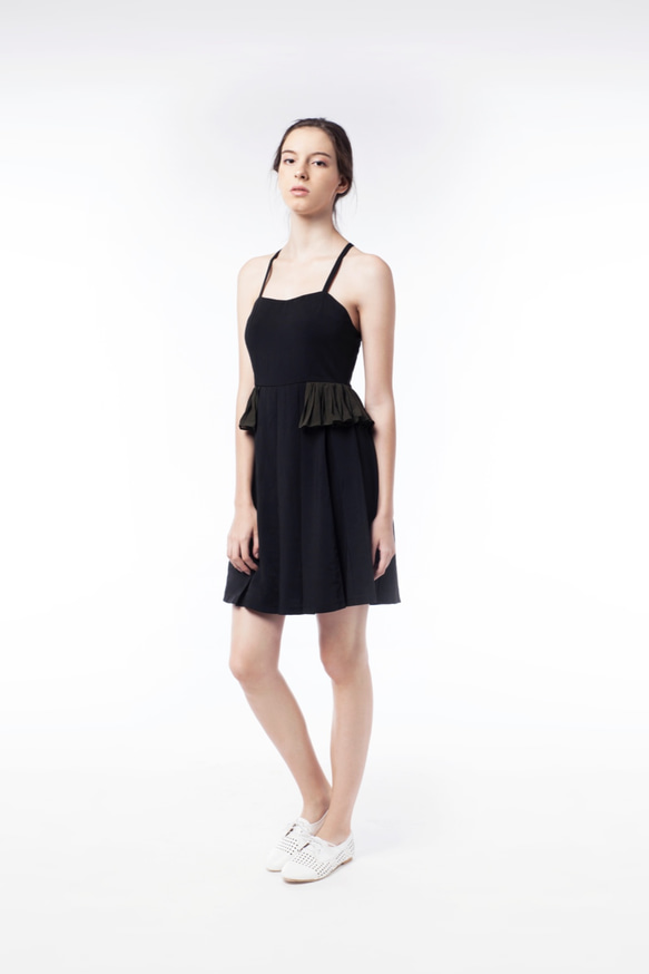Glancez高級雪紡小黑裙飄逸原創設計夜店網紅款 第1張的照片