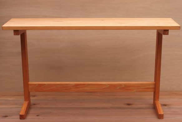 ◇杉トレッスルテーブル　マホガニ　1200/300　ワックス仕上げ◇コンソールテーブル　サイドテーブル　家事用テーブル 2枚目の画像