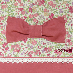 小さな花柄とリボンのレッスンバッグ（ピンク系） 4枚目の画像