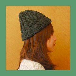 【再値下げ＆送料無料SALE!!】深いグリーンカラーのニット帽★ 2枚目の画像