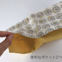 admi print♡ボックスティッシュケース ポケット付 マーガレット黄色 3枚目の画像