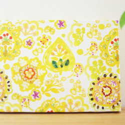 ファブリックパネル　Floral Yellow【小】オリジナル生地 布 綿 コットン インテリア 3枚目の画像