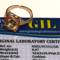 天然　オレンジサファイア ピンクゴールドリング 大粒 11mm マダガスカル産　GIL証明書付き　シルバー925 6枚目の画像
