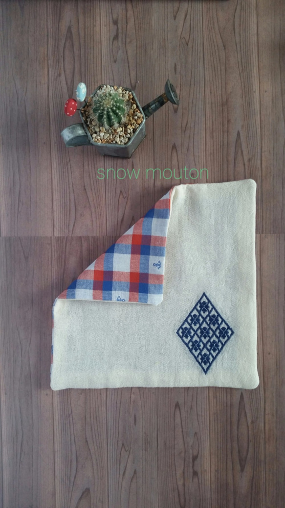 送料無料》こぎん刺し ガーゼハンカチ その他ファッション snow