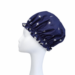 [雜誌出版] 星星銀刺繡 x 海軍藍 ♪ 國產絲綢睡帽 可水洗絲綢 時尚 第10張的照片