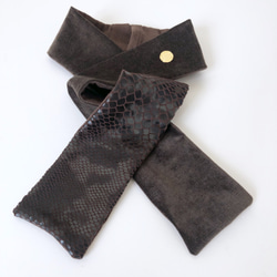 高品質和雅緻的&lt;QPPA Lux&gt; \平絨和平絨絲頭巾，可以拆卸和洗滌（*僅蓋）/棕色 第3張的照片