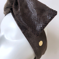 高品質和雅緻的&lt;QPPA Lux&gt; \平絨和平絨絲頭巾，可以拆卸和洗滌（*僅蓋）/棕色 第6張的照片