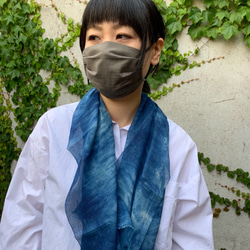 【在庫限り】藍染綿麻プリーツ型マスク・マスクカバー(濃藍) 3枚目の画像