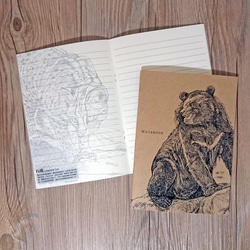 台湾黒熊/石虎/フクロウ - 動物の線画イラストのノート（セットに3つ） 3枚目の画像