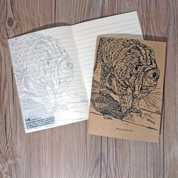 台湾黒熊/石虎/フクロウ - 動物の線画イラストのノート（セットに3つ） 5枚目の画像