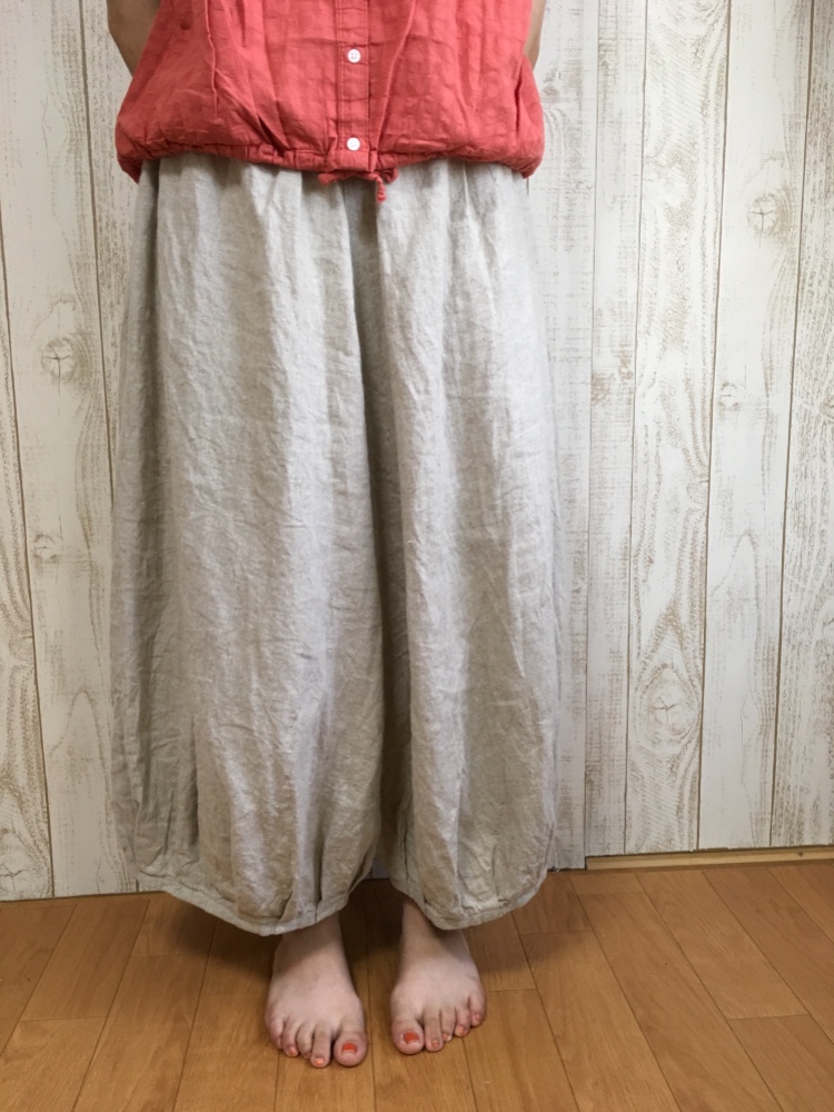 ナチュラルリネンのバルーンガウチョ