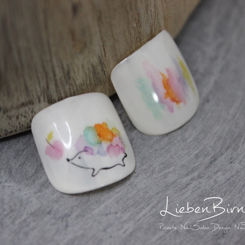 カラフルアフロのハリネズミ【フット用】＊Bi ネイルチップ（つけ爪